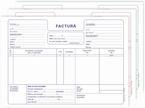 Factura (fara TVA) in 3 exemplare A5 carnet