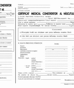 Certificat medical constatator al nascutului mort A4 bloc