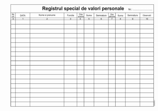 Registru special de valori personale A5 bloc