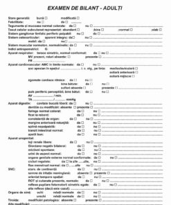 Fisa examen bilant adulti A4